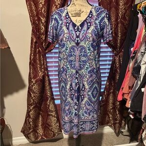 London Times Blue and Purple Paisley Dress